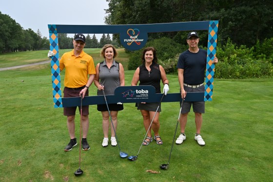 Our Free Press team: the boss, VP of advertising Karen Buss, advertising executive Michele Prysazniuk, and yours truly.