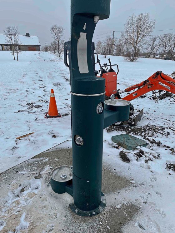 The water fountain at Winnipeg’s largest off-leash dog park on Springfield Road. (Supplied)