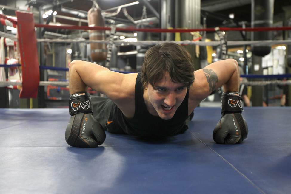 Federal Liberal leadership candidate (now leader) Justin Trudeau works out hard at the Pan Am Boxing Club the day before a leadership candidate debate in Winnipeg. February 1, 2013 (JOE BRYKSA / WINNIPEG FREE PRESS)