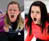 Chelsea Carey and Kerri Einarson instruct their sweepers as they compete during the final of the Scotties Provincial Curling Championship at the Tundra Oil & Gas Place in Virden, Manitoba, Sunday, January 12, 2014. (TREVOR HAGAN/WINNIPEG FREE PRESS)