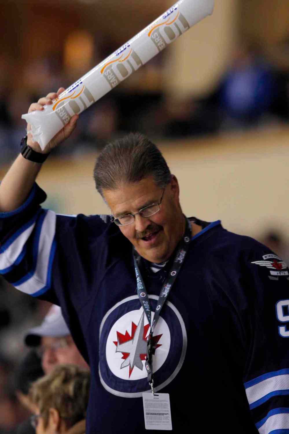 Boris Minkevich / Winnipeg Free Press
Fans found special-edition thunder sticks on their seats before Tuesday's game — a special treat in honour of the MTS Centre's 10th anniversary.