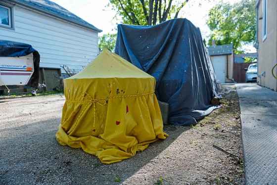As distressing as it was to cover my garden, this accidental mini circus tent brought me a modicum of joy. (Eva Wasney / Winnipeg Free Press)