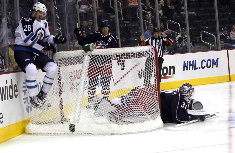 The Winnipeg Jets vs.Columbus Blue Jackets at Nationwide Arena in Columbus, Ohio. First Period action. Sept. 20, 2011 (BORIS MINKEVICH / WINNIPEG FREE PRESS)