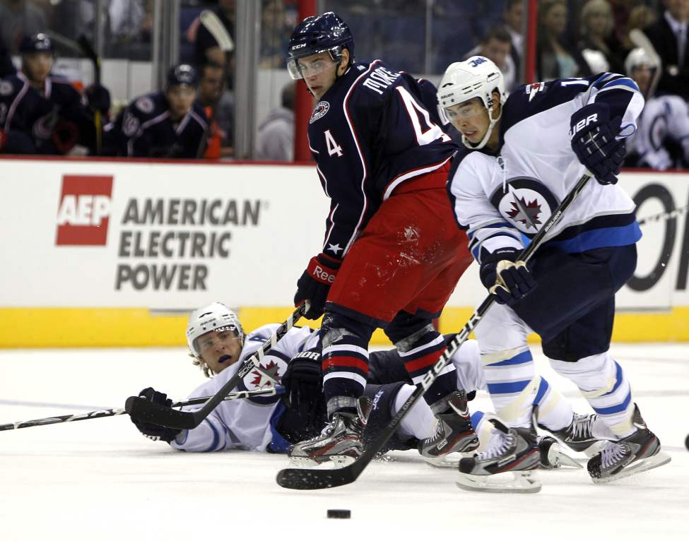 The Winnipeg Jets vs.Columbus Blue Jackets at Nationwide Arena in Columbus, Ohio. First Period action. Sept. 20, 2011 (BORIS MINKEVICH / WINNIPEG FREE PRESS)