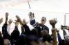 Winnipeg Jets' goaltender Ondrej Pavelec (31) tosses his game stick into the stands following their final game against the Tampa Bay Lightning, Saturday, April 7, 2012. (TREVOR HAGAN/WINNIPEG FREE PRESS)