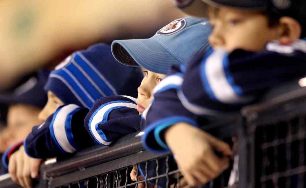 Phil Hossack / Winnipeg Free Press
Young hockey players dream of being at centre ice as young fans (and parents) filled the MTS Centre for the third annual Winnipeg Jets Skills Competition Wednesday evening.