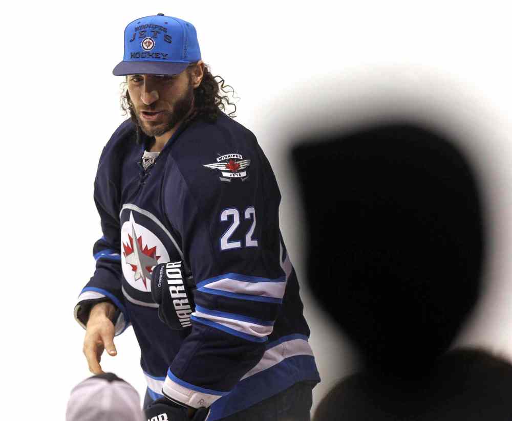 Phil Hossack / Winnipeg Free Press
Winnipeg Jets #22 Chris Thorburn interacts with fans during the skills competition.