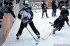 TREVOR HAGAN / WINNIPEG FREE PRESS
Manitoba Moose sniper Michael Grabner tries to get around some tough defence at the Home Depot Backyard Rink Contest winner’s home. Bob Hobson and his two kids won the contest after submitting photos.