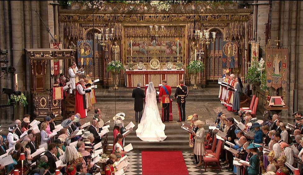 CP
In this image taken from video, Britain's Prince William and Kate Middleton stand at the alter at Westminster Abbey for the Royal Wedding in London on Friday, April, 29, 2011. (AP Photo/APTN)