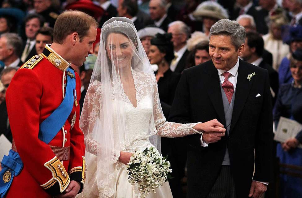 Tribune Media MCT
Michael Middleton, right, escorts his daughter Kate Middleton to the altar during her wedding to Prince William at Westminster Abbey in London, England, on Friday, April 29, 2011. (Abaca Press/MCT)
