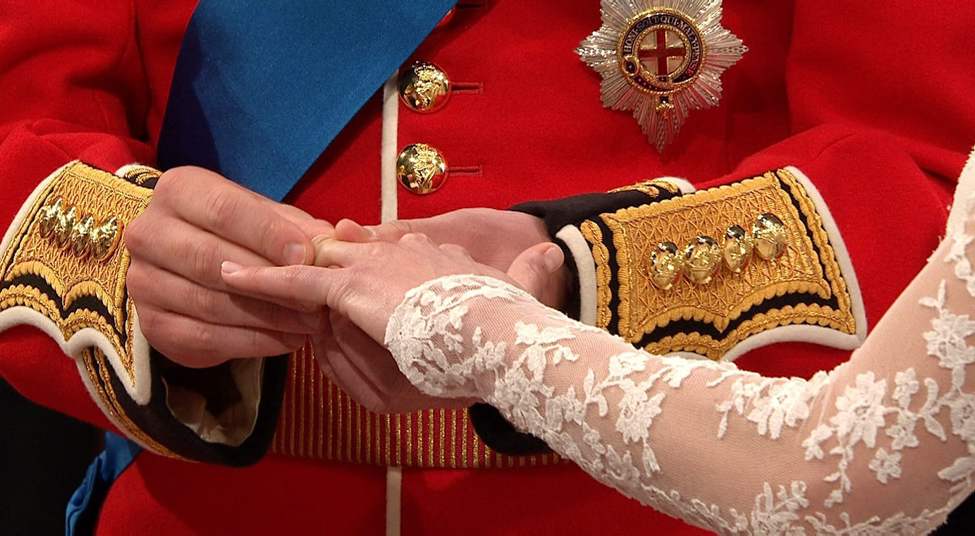 CP
In this image taken from video, Britain's Prince William, left, places the ring on the finger of his bride, Kate Middleton, as they stand at the altar at Westminster Abbey for the Royal Wedding in London on Friday, April, 29, 2011. (AP Photo/APTN)