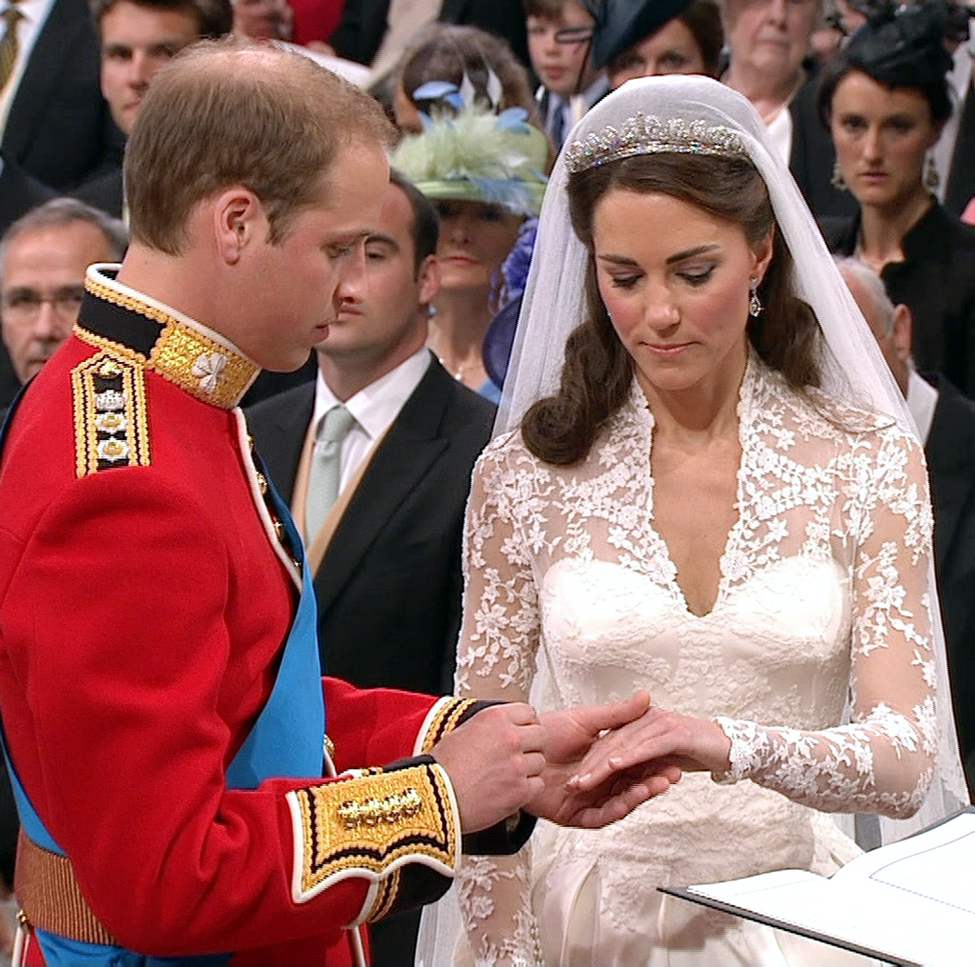 CP
In this image taken from video, Britain's Prince William, left, places the ring on the finger of his bride, Kate Middleton, as they stand at the altar at Westminster Abbey for the Royal Wedding in London on Friday, April, 29, 2011. (AP Photo/APTN)