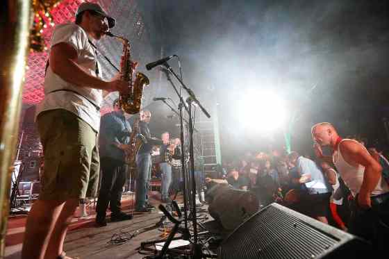 JOHN WOODS / WINNIPEG FREE PRESSThe Dirty Catfish Brass Band played at the Winnipeg Jazz Festival Sunday.