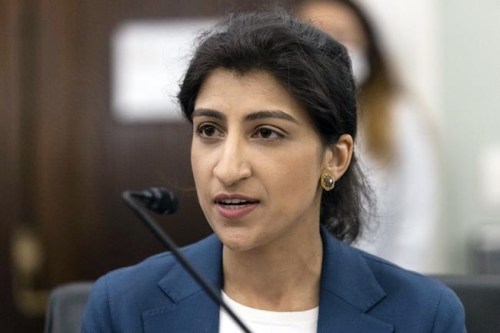 FILE - Lina Khan, nominee for Commissioner of the Federal Trade Commission, speaks during a Senate Committee on Commerce, Science, and Transportation confirmation hearing on Capitol Hill in Washington, April 21, 2021. The Supreme Court’s latest climate change ruling could dampen efforts by federal agencies to rein in the tech industry, which went largely unregulated for decades as the government tried to catch up to changes wrought by the internet. Under Chair Khan, the FTC also has widened the door to more actively writing new regulations in what critics say is a broader interpretation of the agency’s legal authority. (Graeme Jennings/Washington Examiner via AP, Pool, File)