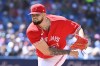 Toronto Blue Jays' starting pitcher Alex Manoah throws to a New York Yankees batter in first inning American League baseball action in Toronto on June 18, 2022. THE CANADIAN PRESS/Jon Blacker