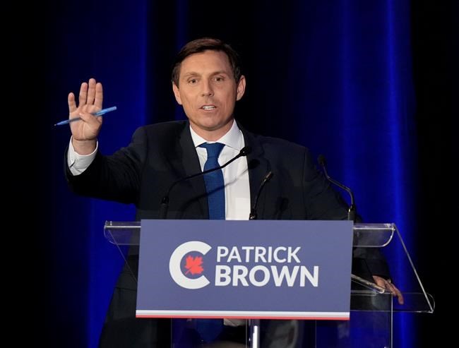 Conservative leadership hopeful Patrick Brown takes part in the Conservative Party of Canada French-language leadership debate in Laval, Quebec on Wednesday, May 25, 2022. THE CANADIAN PRESS/Ryan Remiorz