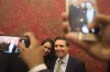 Brampton Mayor Patrick Brown poses for a photo for a supporter alongside his wife Genevieve Gualtieri after winning the Brampton Mayoral Election, in Brampton, Ont., Monday, Oct. 22, 2018. THE CANADIAN PRESS/Chris Young