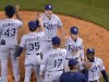 Tampa Bay Rays players including Ji-Man Choi, center, celebrate after defeating the Boston Red Sox in a baseball game at Fenway Park, Wednesday, July 6, 2022, in Boston. (AP Photo/Mary Schwalm)