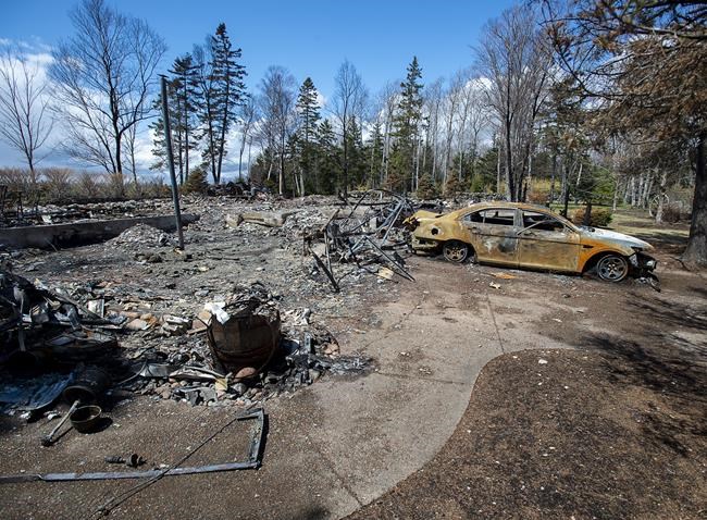 A fire-destroyed property registered to Gabriel Wortman at 200 Portapique Beach Road is seen in Portapique, N.S. on Friday, May 8, 2020. The domestic abuse in the family of the man who carried out the 2020 mass killing in Nova Scotia extended back for generations, according to evidence released today by a public inquiry.THE CANADIAN PRESS/Andrew Vaughan