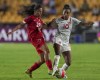 Panama's Schiandra Gonzalez, left, and Canada's Ashley Lawrence fight for the ball during a CONCACAF Women's Championship soccer match in Monterrey, Mexico, Friday, July 8, 2022. THE CANADIAN PRESS/AP/Fernando Llano