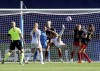 Iceland's Sara Bjork Gunnarsdottir attempts an overhead kick at goal during the Women's Euro 2022 Group D match between Belgium and Iceland, at the Academy Stadium, Manchester, England, Sunday July 10, 2022. (Martin Rickett/PA via AP)