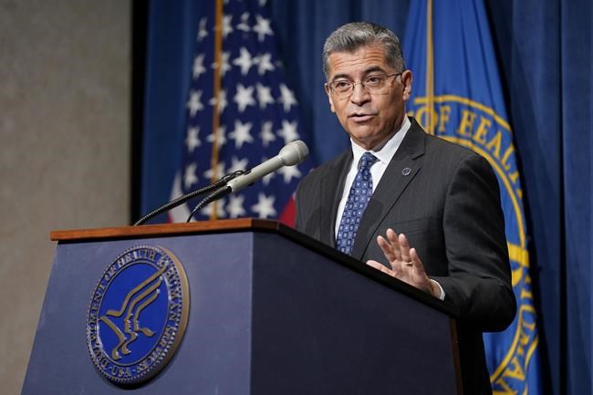 FILE - Health and Human Services Secretary Xavier Becerra speaks about actions the Biden administration plans to take in response to the Supreme Court's decision to overturn Roe v. Wade, June 28, 2022, in Washington. The Biden administration on Monday, July 11, told hospitals that they