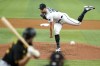 Miami Marlins starting pitcher Daniel Castano throws to Pittsburgh Pirates' Jason Delay during the third inning of a baseball game, Tuesday, July 12, 2022, in Miami. (AP Photo/Lynne Sladky)