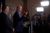 Quebec Premier Francois Legault and B.C. Premier John Horgan answer questions during a press conference on the second day of the summer meeting of the Canada's Premiers in Victoria, B.C., on Tuesday, July 12, 2022 THE CANADIAN PRESS/Chad Hipolito