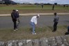 Zach Johnson of the US and Brian Harman of the US, right, play onto the 17th hole during a practice round at the British Open golf championship on the Old Course at St. Andrews, Scotland, Wednesday July 13, 2022. The Open Championship returns to the home of golf on July 14-17, 2022, to celebrate the 150th edition of the sport's oldest championship, which dates to 1860 and was first played at St. Andrews in 1873. (AP Photo/Alastair Grant)