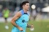 FC Barcelona's Robert Lewandowski warms up Tuesday, July 19, 2022, for the team's friendly soccer match against Inter Miami in Fort Lauderdale, Fla. (AP Photo/Wilfredo Lee)