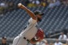 Miami Marlins starting pitcher Sandy Alcantara throws against the Pittsburgh Pirates in the first inning of a baseball game, Sunday, July 24, 2022, in Pittsburgh. (AP Photo/Barry Reeger)