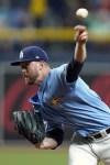 Tampa Bay Rays' Jeffrey Springs pitches to the Cleveland Guardians during the first inning of a baseball game Friday, July 29, 2022, in St. Petersburg, Fla. (AP Photo/Chris O'Meara)