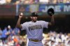 National League pitcher Joe Musgrove of the San Diego Padres, prepares to throw a pitch to the American League during the third inning of the MLB All-Star baseball game, Tuesday, July 19, 2022, in Los Angeles. (AP Photo/Mark J. Terrill)