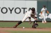 San Francisco Giants' Dixon Machado fields the ball during the third inning of a baseball game against the Chicago Cubs in San Francisco, Sunday, July 31, 2022. (AP Photo/Josie Lepe)