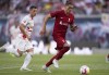 Liverpool's Darwin Nunez scores his side's 2nd goal during the friendly match between Liverpool and Leipzig, at the Red Bull Arena in Leipzig, Germany, Thursday, July 21, 2022. (Hendrik Schmidt/dpa via AP)
