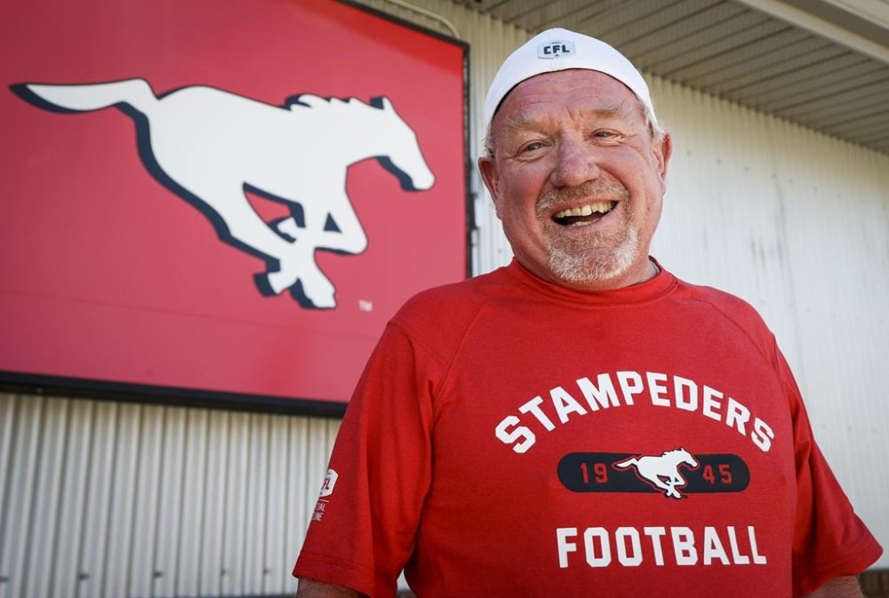 Calgary Stampeders' trainer George Hopkins, who is in his 51st year with the CFL team, pauses for a portrait in Calgary, Monday, July 11, 2022.THE CANADIAN PRESS/Jeff McIntosh