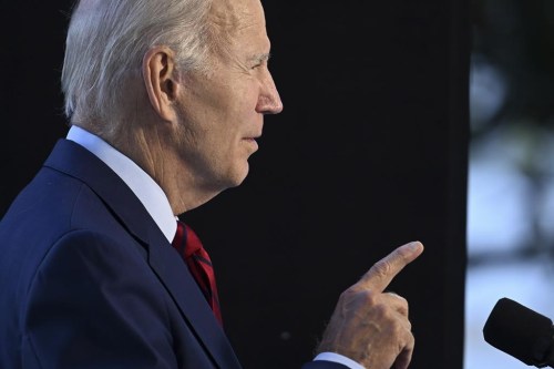 President Joe Biden speaks from the Blue Room Balcony of the White House Monday, Aug. 1, 2022, in Washington, as he announces that a U.S. airstrike killed al-Qaida leader Ayman al-Zawahri in Afghanistan. (Jim Watson/Pool via AP)