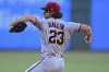 Arizona Diamondbacks starting pitcher Zac Gallen delivers during the first inning of the team's baseball game against the Cleveland Guardians, Tuesday, Aug. 2, 2022, in Cleveland. (AP Photo/David Dermer)