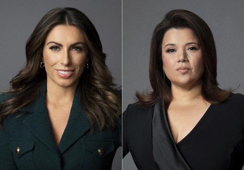 This combination of images shows Alyssa Farah Griffin, left, and Ana Navarro, newly named co-hosts for 