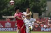 Canada dropped one place to No. 7 while newly crowned European champion England jumped four places to No. 4 in the new FIFA women's world rankings. Republic of Korea's Soyun Ji (left) battles for a header with Canada's Quinn (centre) and Adriana Leon during first half international friendly women's soccer action Toronto, on Sunday June 26, 2022.THE CANADIAN PRESS/Chris Young
