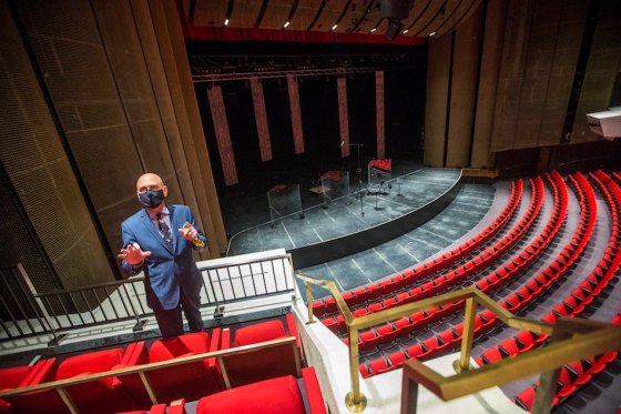 Martin Krull, general manager of the Centennial Concert Hall, stands in the loge area. (Mikaela MacKenzie / Winnipeg Free Press files)
