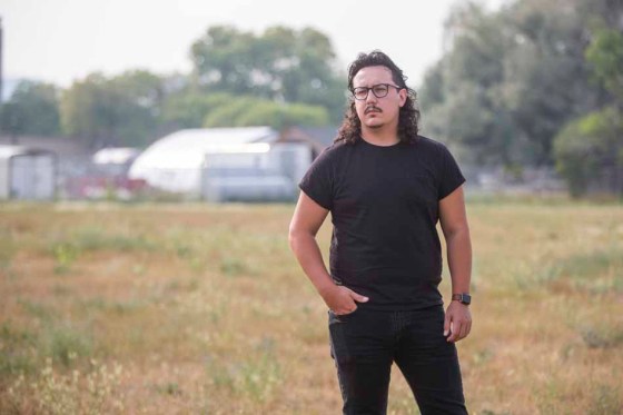 Darian McKinney at the site of the St. Boniface Industrial School. (Mikaela MacKenzie / Winnipeg Free Press)
