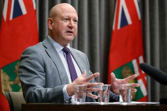 JOHN WOODS / WINNIPEG FREE PRESSDr. Brent Roussin speaks at a COVID-19 update on Monday. (John Woods / Winnipeg Free Press files)