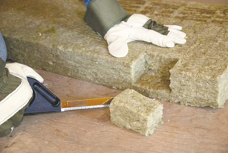 Though slightly more expensive, Roxul, sometimes referred to as mineral wool, is a stone-based insulation spun into batts and other shapes like fibreglass. One advantage over fibreglass is that Roxul will expand when installed, creating a friction fit in cavities that are slightly wider than 16- or 24-inch on centre.