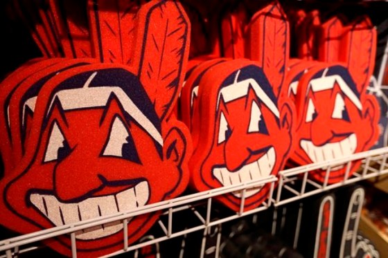 Tony Dejak / The Associated Press FilesFoam Chief Wahoos line the shelf at the Cleveland Indians team shop.