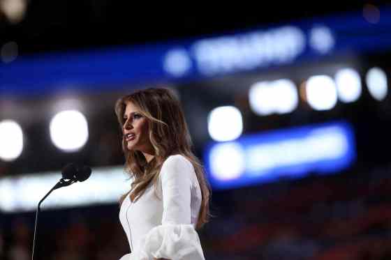 Daniel Acker / BloombergMelania Trump, wife of Republican presidential candidate Donald Trump, speaks during the Republican National Convention in Cleveland, Ohio, on Monday.