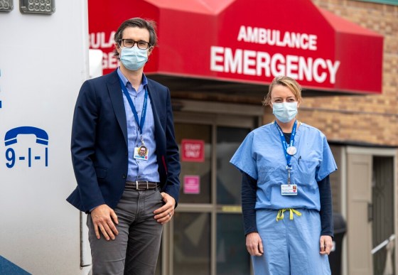 CPDr. Jerome Leis and Dr. Lynfa Stroud were on duty at Toronto’s Sunnybrook Health Sciences Centre when the man with Canada’s first known case of COVID-19 arrived for treatment. (Frank Gunn / The Canadian Press)