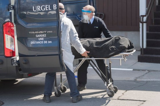 Graham Hughes / THE CANADIAN PRESS FILESFuneral home workers remove a body from Residence Yvon-Brunet, a long-term care home in Montreal, Que., in April.