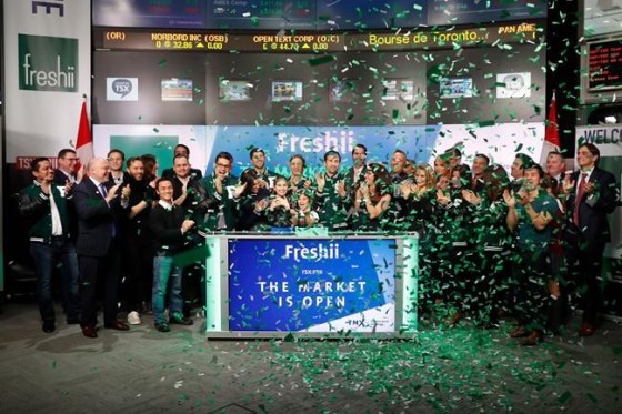 HANDOUT / THE CANADIAN PRESSStaff from the Toronto-based eatery Freshii attend the opening of the market at the TSX in Toronto on Tuesday.