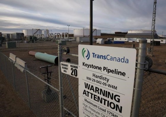 TransCanada Corp. says its Keystone pipeline has leaked an estimated 795,000 litres of oil in Marshall County, S.D.